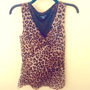 Ann Taylor Leopard V-neck  blouse